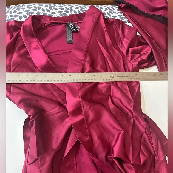 Kill Star Blood Red Fatal Farewell Slip Dress & Devils Lullaby Satin Robe NWT S